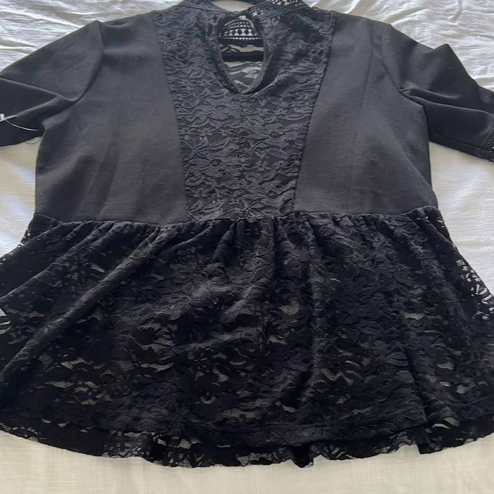 NEW black lace scobe shirt - Picture 2 of 2